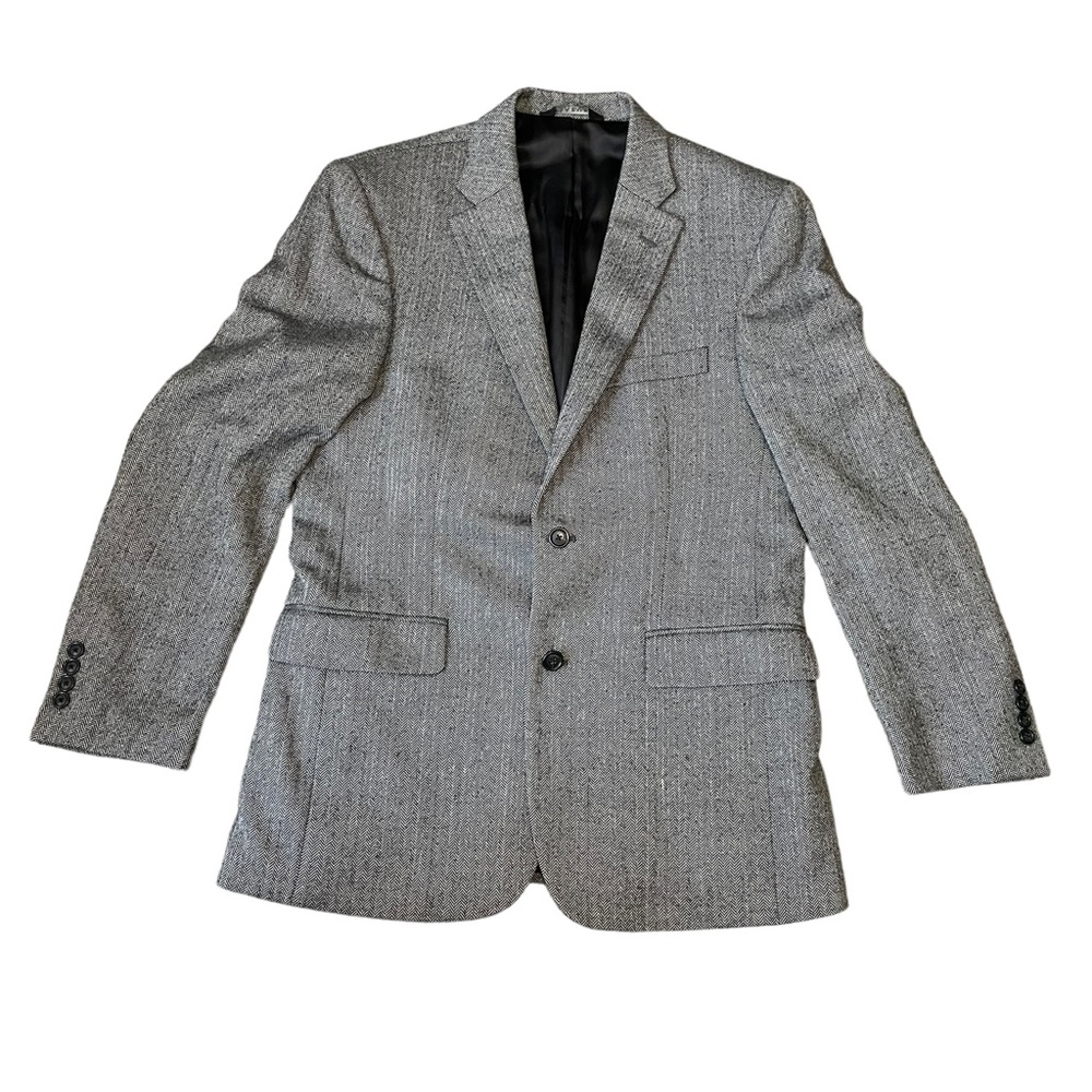Men's Black and White chevron 100% wool Jos A Bank's Sport‎ coat 2 button 40R